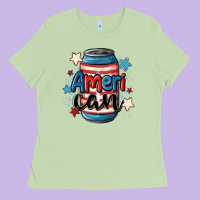 American Can Cooler Ladies Tee Designed By Maliassmallbusiness