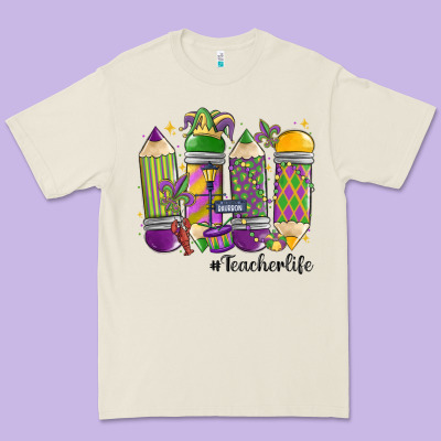 Mardi Gras Teacher Life Premium Tee Designed By Maliassmallbusiness