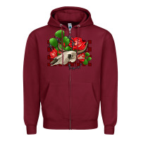 Burgundy bullskull rose and cactus olivia Zipper Hoodie - OliviaCreatesArt