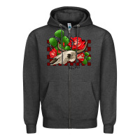 Charcoal Heather bullskull rose and cactus olivia Zipper Hoodie - OliviaCreatesArt