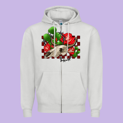 Bullskull Rose And Cactus Olivia Zipper Hoodie Designed By Oliviacreatesart