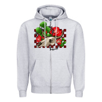 Heather Grey bullskull rose and cactus olivia Zipper Hoodie - OliviaCreatesArt