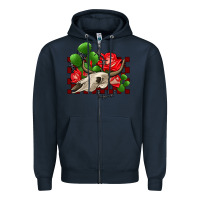 Navy bullskull rose and cactus olivia Zipper Hoodie - OliviaCreatesArt