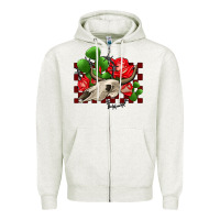 Oatmeal Heather bullskull rose and cactus olivia Zipper Hoodie - OliviaCreatesArt