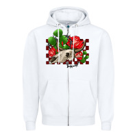 White bullskull rose and cactus olivia Zipper Hoodie - OliviaCreatesArt