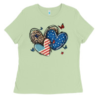 Matcha american flag leopard hearts Ladies Tee - MaliasSmallBusiness