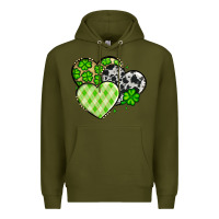 Army Green St. Patrick's Day cowhide hearts Premium Hoodie - OliviaCreatesArt