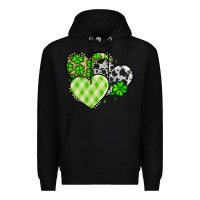 Black St. Patrick's Day cowhide hearts Premium Hoodie - OliviaCreatesArt