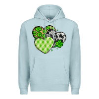 Blue Mist St. Patrick's Day cowhide hearts Premium Hoodie - OliviaCreatesArt