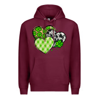 Burgundy St. Patrick's Day cowhide hearts Premium Hoodie - OliviaCreatesArt