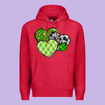 St. Patrick's Day Cowhide Hearts Premium Hoodie Designed By Oliviacreatesart