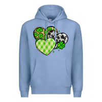 Colony Blue St. Patrick's Day cowhide hearts Premium Hoodie - OliviaCreatesArt