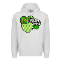 Dove Grey St. Patrick's Day cowhide hearts Premium Hoodie - OliviaCreatesArt