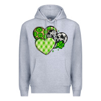 Heather Grey St. Patrick's Day cowhide hearts Premium Hoodie - OliviaCreatesArt