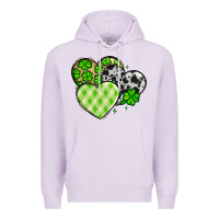 Lilac St. Patrick's Day cowhide hearts Premium Hoodie - OliviaCreatesArt