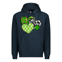 Navy St. Patrick's Day cowhide hearts Premium Hoodie - OliviaCreatesArt