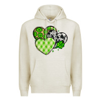 Oatmeal Heather St. Patrick's Day cowhide hearts Premium Hoodie - OliviaCreatesArt