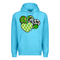Ocean Blue St. Patrick's Day cowhide hearts Premium Hoodie - OliviaCreatesArt