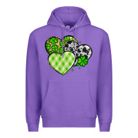 Purple St. Patrick's Day cowhide hearts Premium Hoodie - OliviaCreatesArt