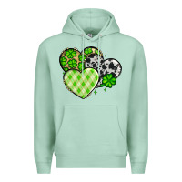 Seafoam St. Patrick's Day cowhide hearts Premium Hoodie - OliviaCreatesArt