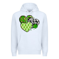 White St. Patrick's Day cowhide hearts Premium Hoodie - OliviaCreatesArt