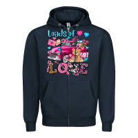 Navy loads of love valentine's day olivia Zipper Hoodie - OliviaCreatesArt