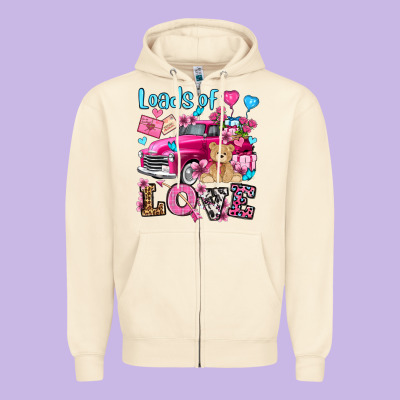 Loads Of Love Valentine's Day Olivia Zipper Hoodie Designed By Oliviacreatesart