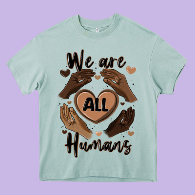 We Are All Humans Heavy Core Tee Designed By Maliassmallbusiness
