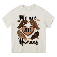 Cream we are all humans Heavy Core Tee - MaliasSmallBusiness