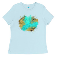 Baby Blue turquoise leopard patch Ladies Tee - Jasminsmagicworld