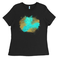 Black turquoise leopard patch Ladies Tee - Jasminsmagicworld