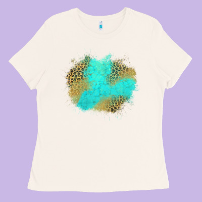 Turquoise Leopard Patch Ladies Tee Designed By Jasminsmagicworld