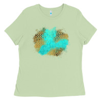 Matcha turquoise leopard patch Ladies Tee - Jasminsmagicworld