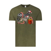 Vintage Olive Christmas Zebra Baby And Mama Vintage Tee - LillyAllenDesigns