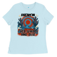 Baby Blue dream' in red white and blue Ladies Tee - MaliasSmallBusiness