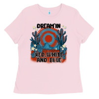 Bubblegum Pink dream' in red white and blue Ladies Tee - MaliasSmallBusiness