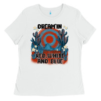 White dream' in red white and blue Ladies Tee - MaliasSmallBusiness
