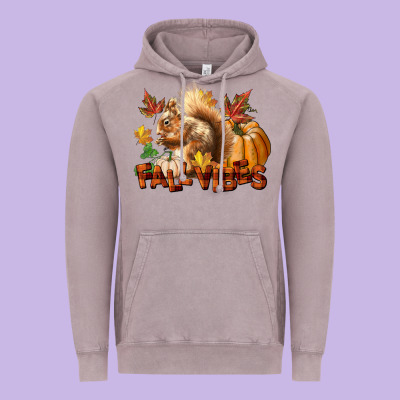 Fall Vibes Squirrel Vintage Hoodie Designed By Lillyallendesigns