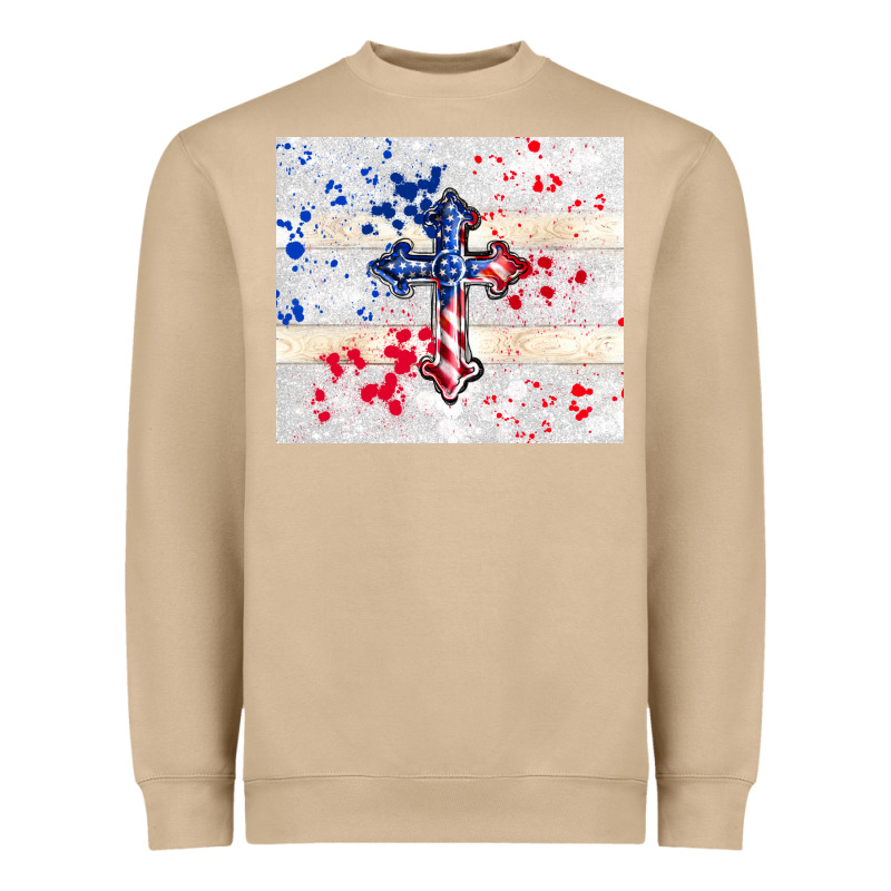 4th Of July Flag Cross Heavyweight Sweatshirt by TumblerDesignByShophia | Teevron