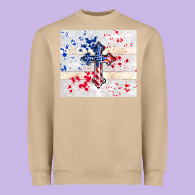 4th Of July Flag Cross Heavyweight Sweatshirt Designed By Tumblerdesignbyshophia