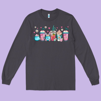 Easter Coffee Cups Libbey Glass Long Sleeve Tee Designed By Jasminsmagicworld