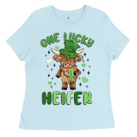 Baby Blue one lucky heifer Ladies Tee - MaliasSmallBusiness