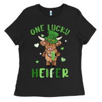 Black one lucky heifer Ladies Tee - MaliasSmallBusiness