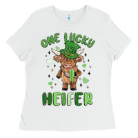 White one lucky heifer Ladies Tee - MaliasSmallBusiness