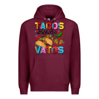 Burgundy Tacos before Vatos Valentine's Day Premium Hoodie - FaDigitalArtStudio