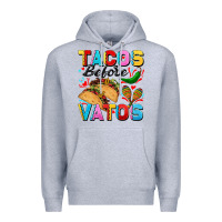 Heather Grey Tacos before Vatos Valentine's Day Premium Hoodie - FaDigitalArtStudio