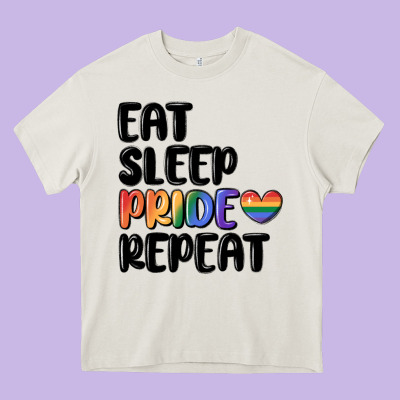 Eat Sleep Pride Repeat Heavy Core Tee Designed By Maliassmallbusiness