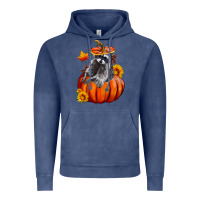 Vintage Denim Fall Pumpkin Raccoon Vintage Hoodie - LillyAllenDesigns