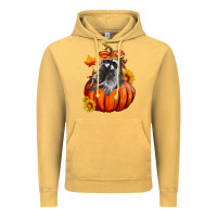 Vintage Mustard Fall Pumpkin Raccoon Vintage Hoodie - LillyAllenDesigns