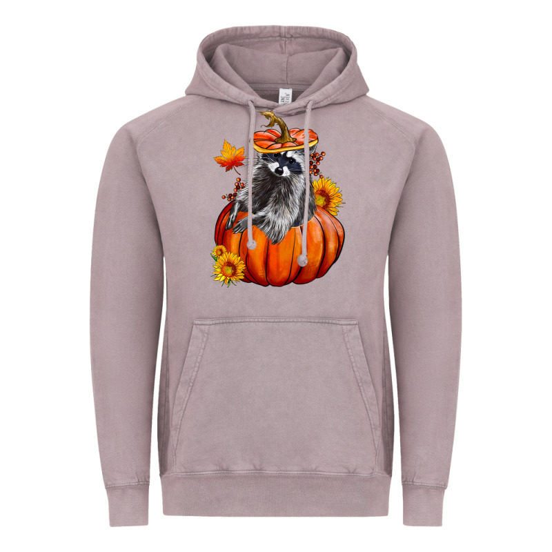 Fall Pumpkin Raccoon Vintage Hoodie by LillyAllenDesigns | Teevron